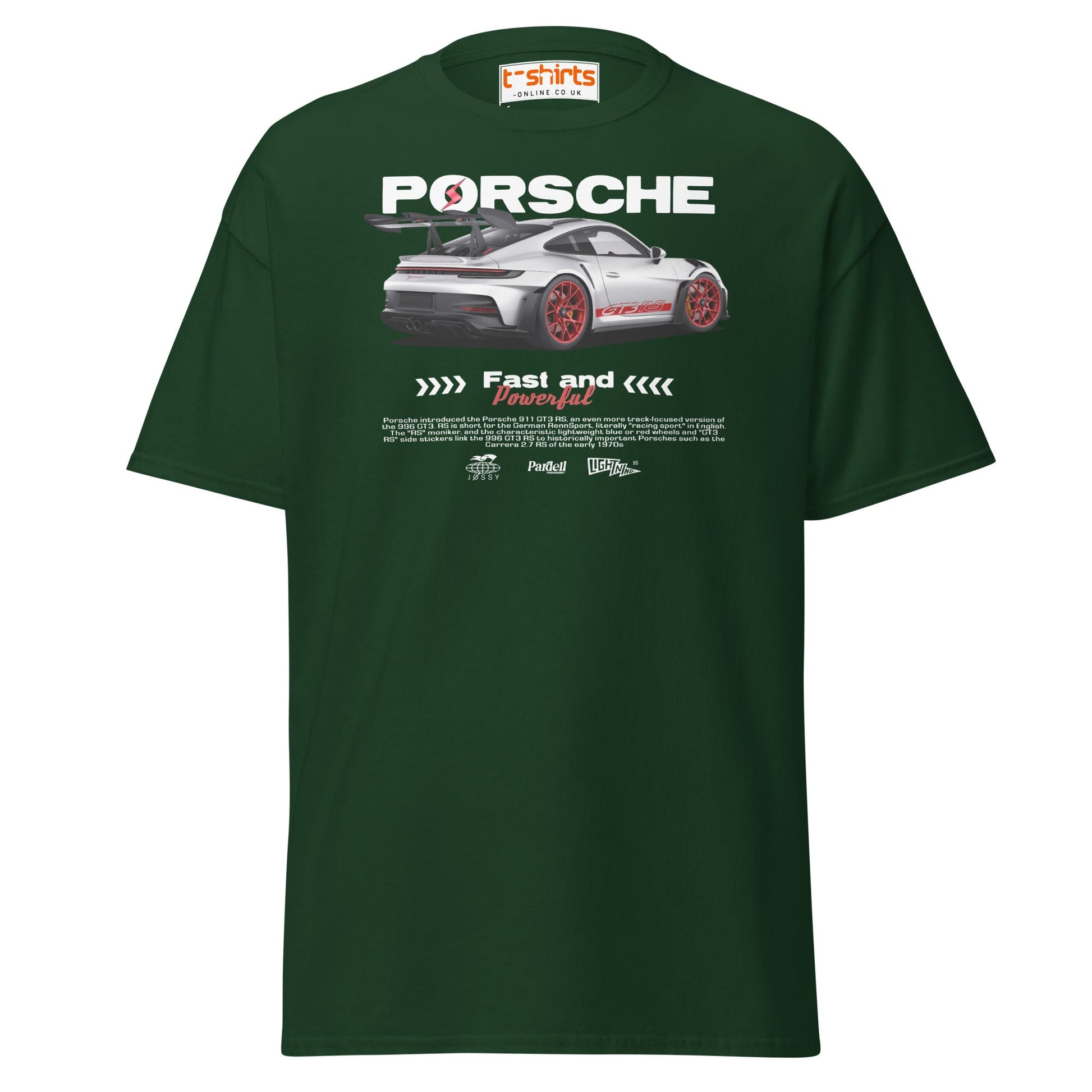 Porsche GT3 RS T-Shirt | Fast & Powerful Car Tee - Forest Green - T-Shirts Online