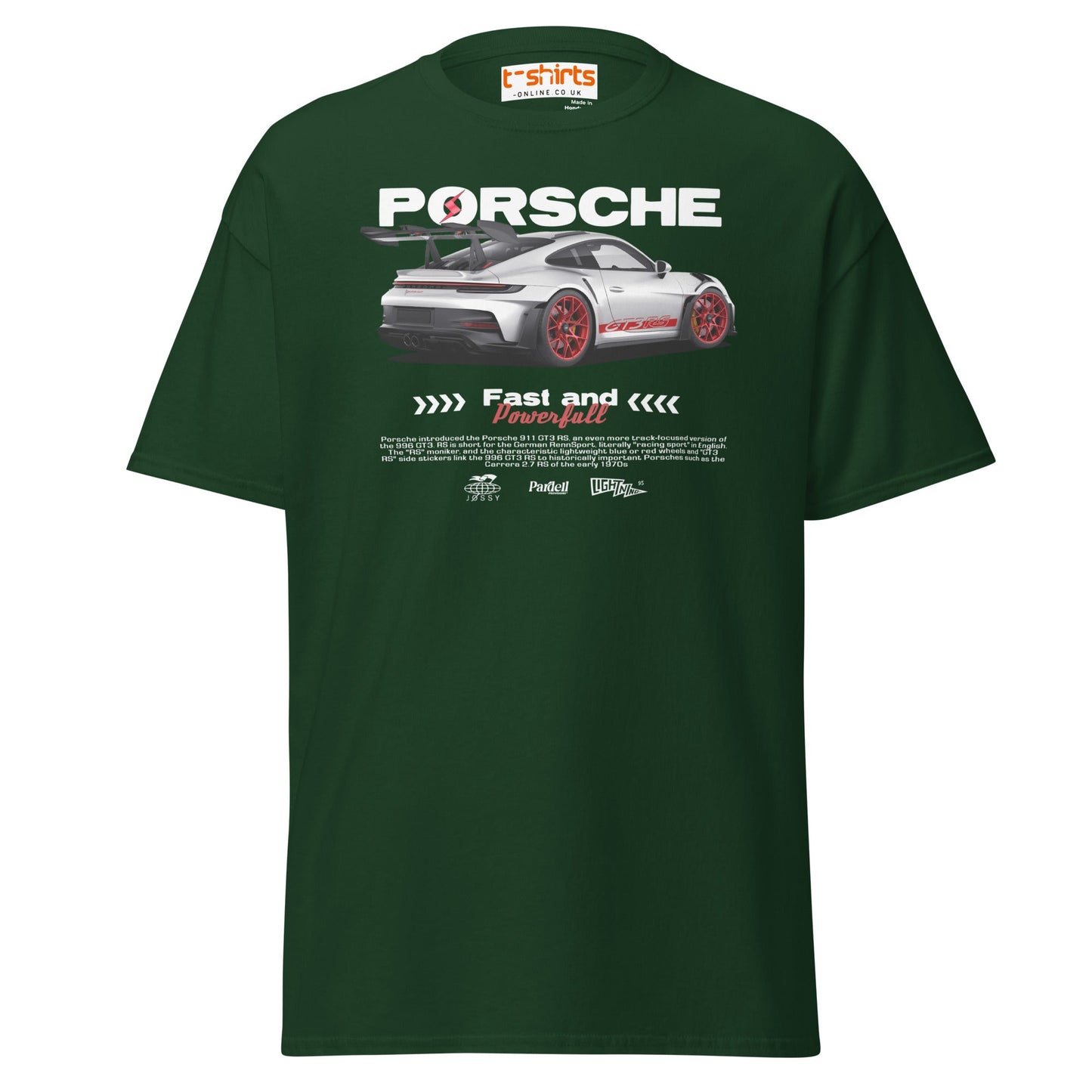 Porsche GT3 RS T-Shirt | Fast & Powerful Car Tee - Forest Green - T-Shirts Online