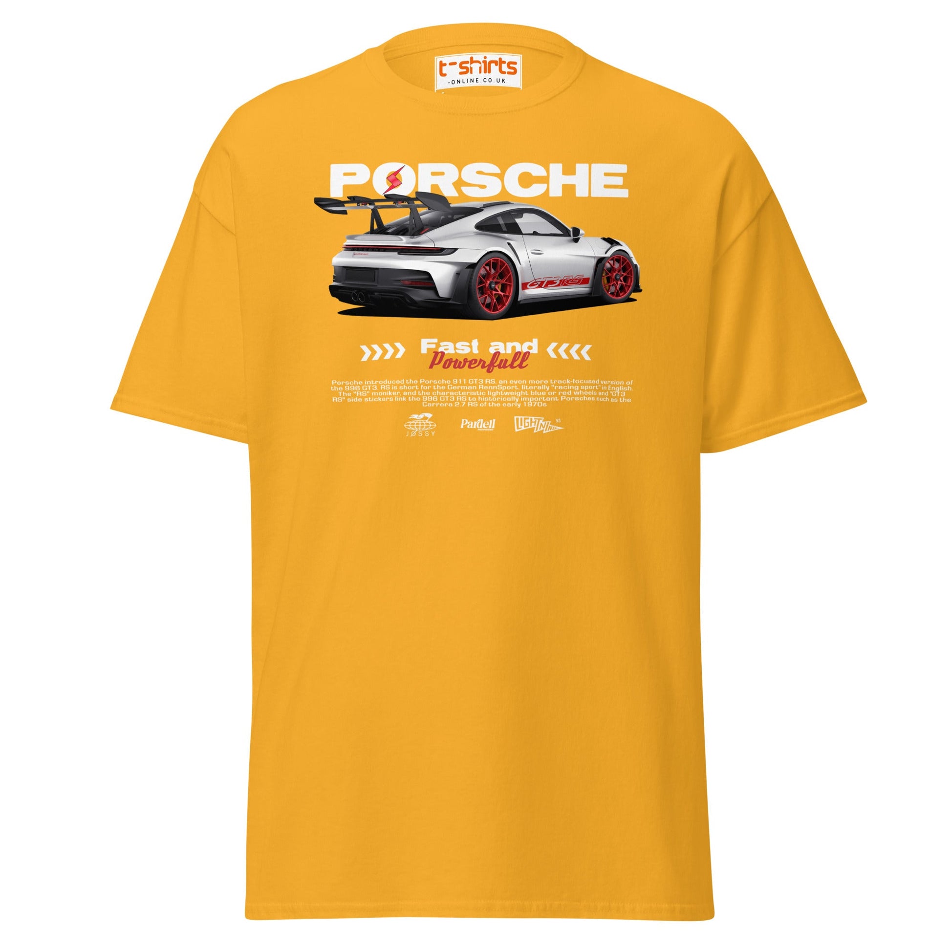 Porsche GT3 RS T-Shirt | Fast & Powerful Car Tee - Gold - T-Shirts Online