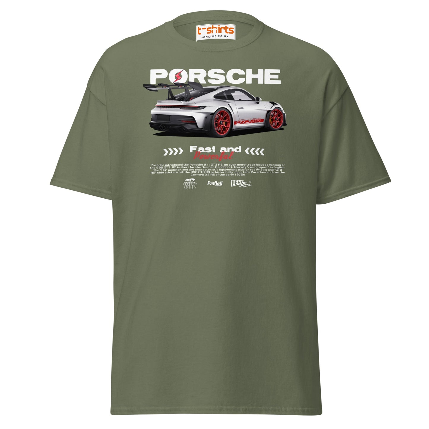 Porsche GT3 RS T-Shirt | Fast & Powerful Car Tee - Military Green - T-Shirts Online