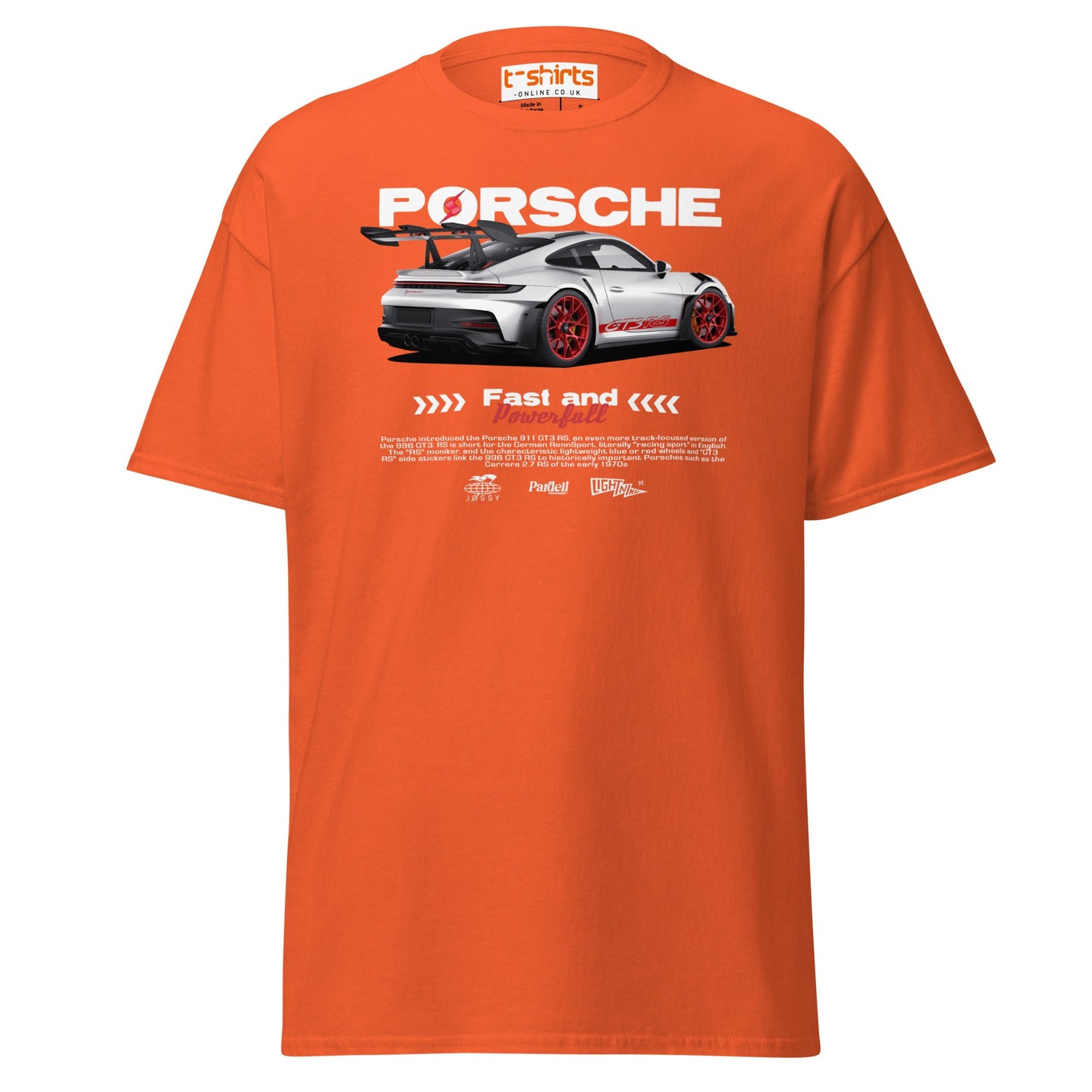 Porsche GT3 RS T-Shirt | Fast & Powerful Car Tee - Orange - T-Shirts Online