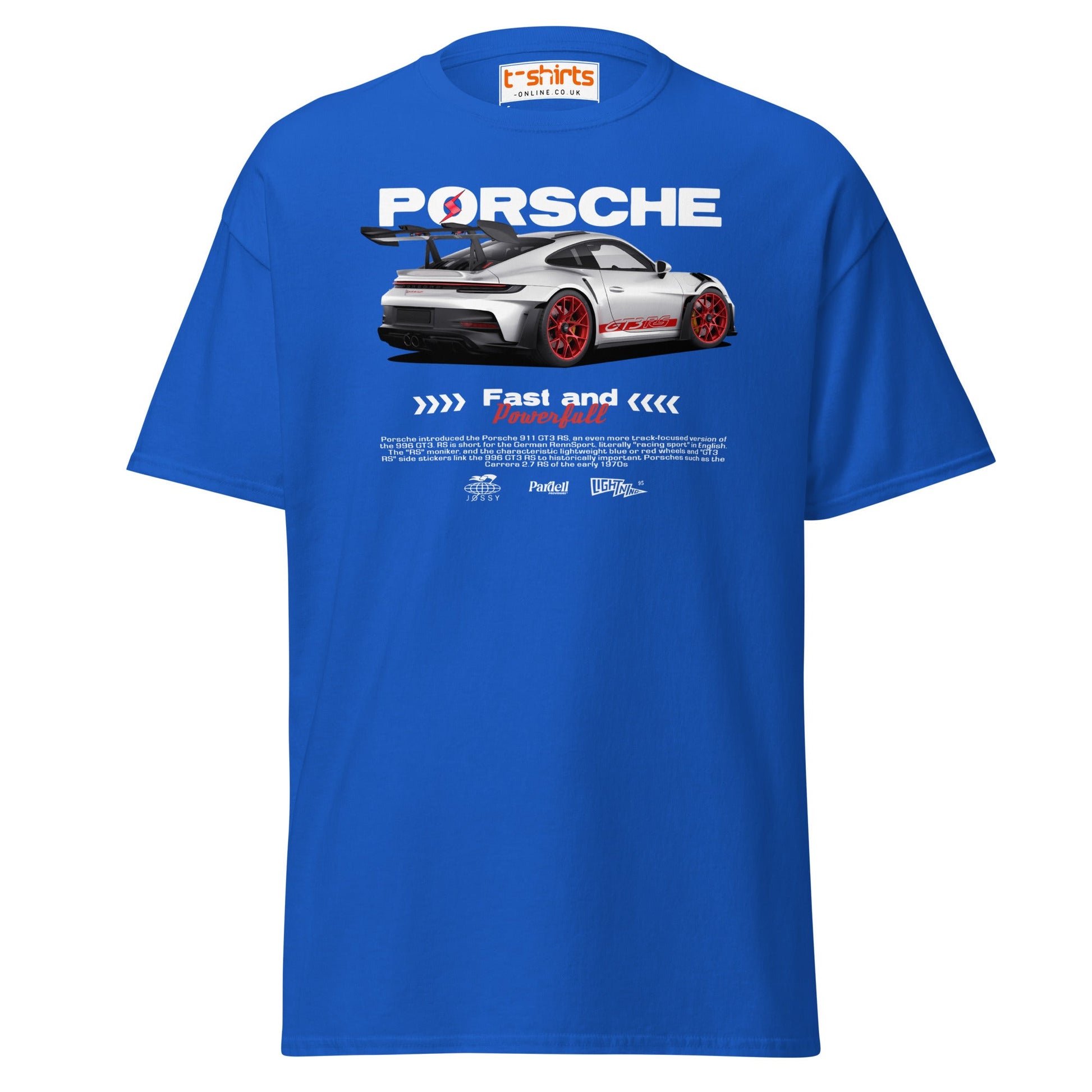 Porsche GT3 RS T-Shirt | Fast & Powerful Car Tee - Royal - T-Shirts Online