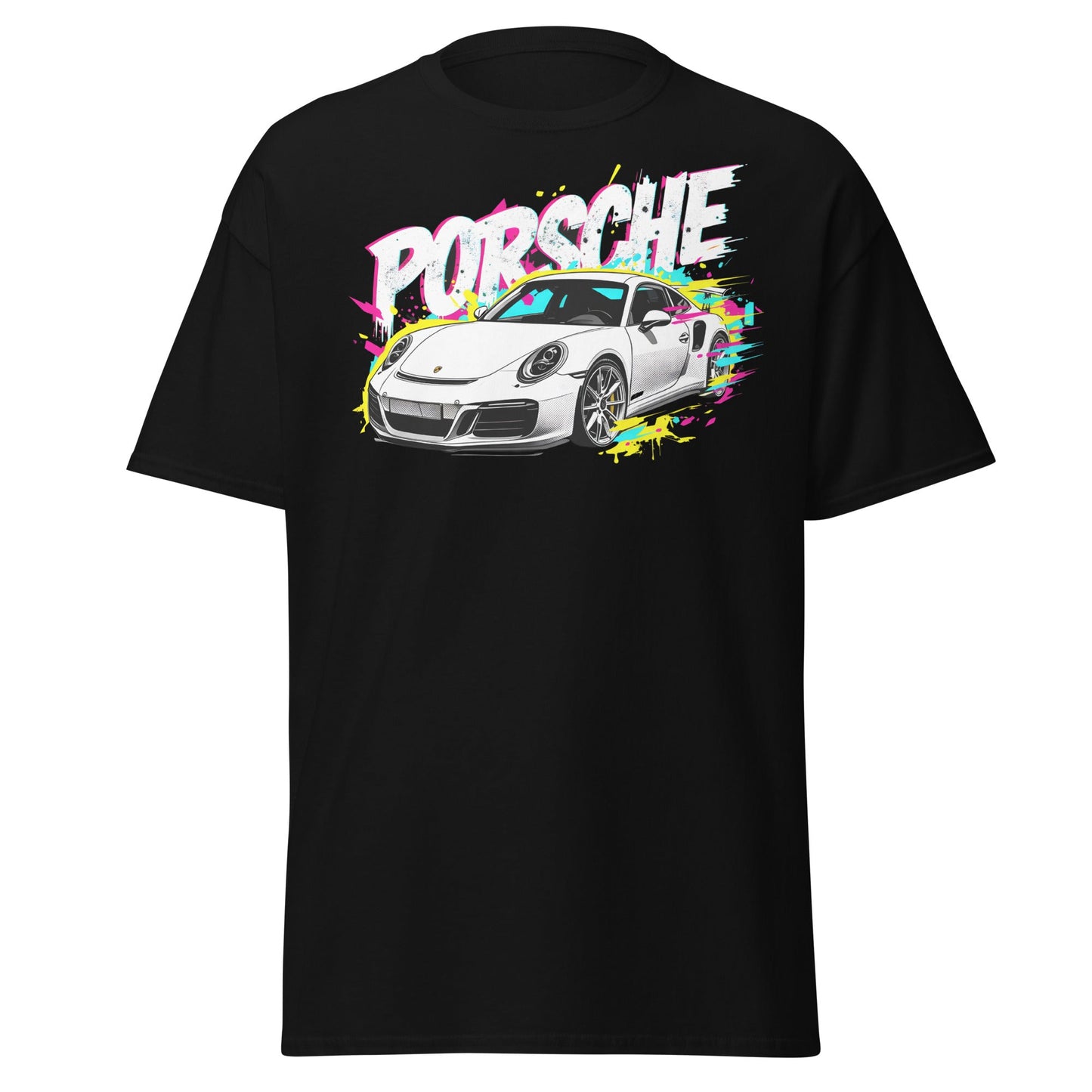 Porsche Street Art T-Shirt - Graffiti Style Car Tee - Black - T-Shirts Online
