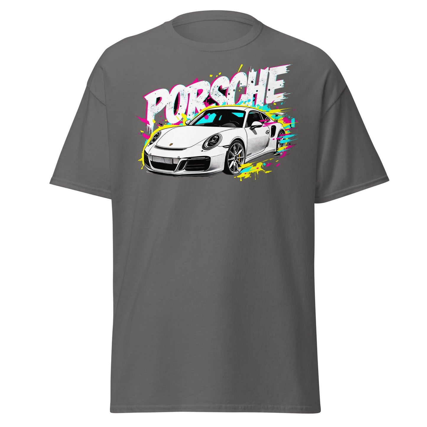 Porsche Street Art T-Shirt - Graffiti Style Car Tee - Charcoal - T-Shirts Online