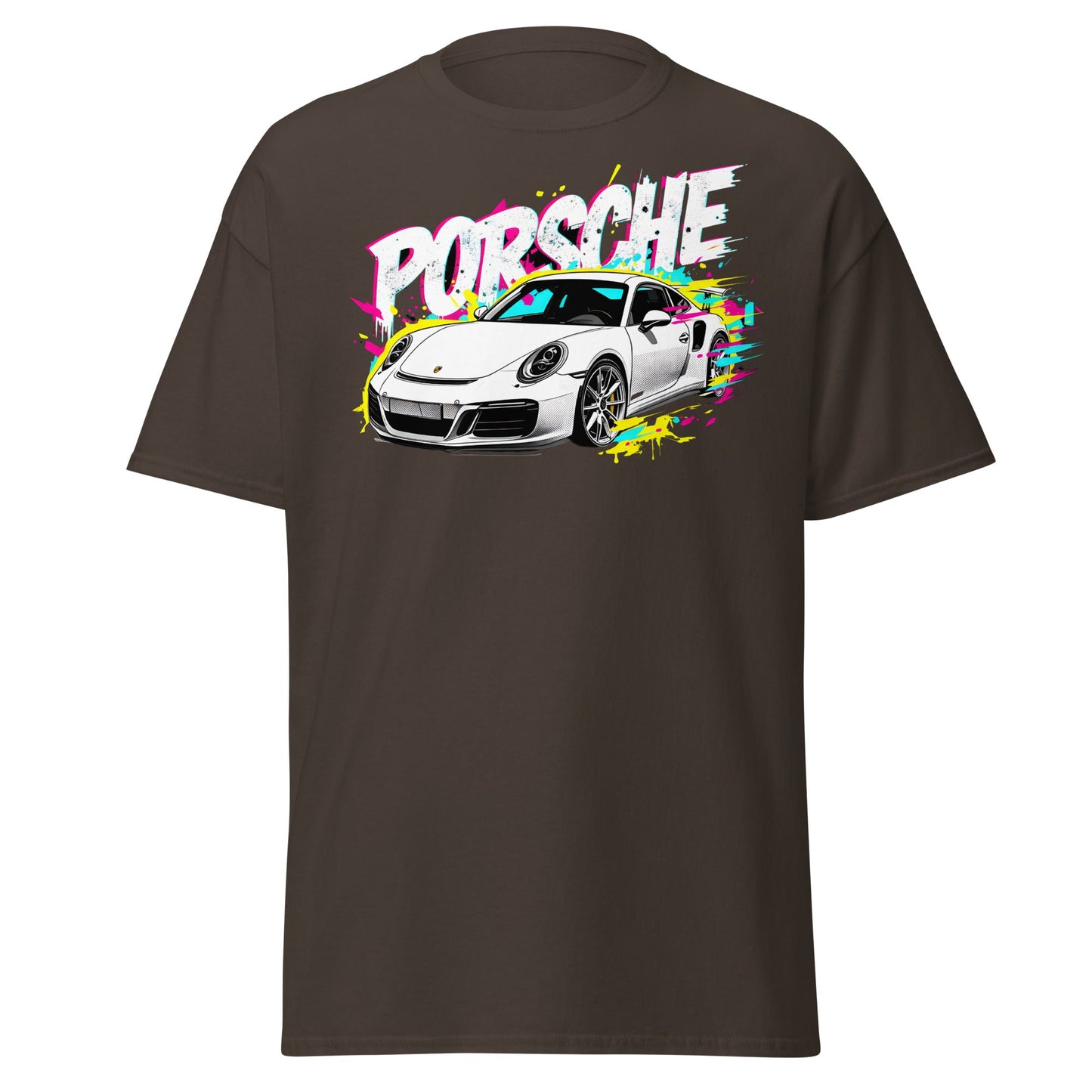 Porsche Street Art T-Shirt - Graffiti Style Car Tee - Dark Chocolate - T-Shirts Online