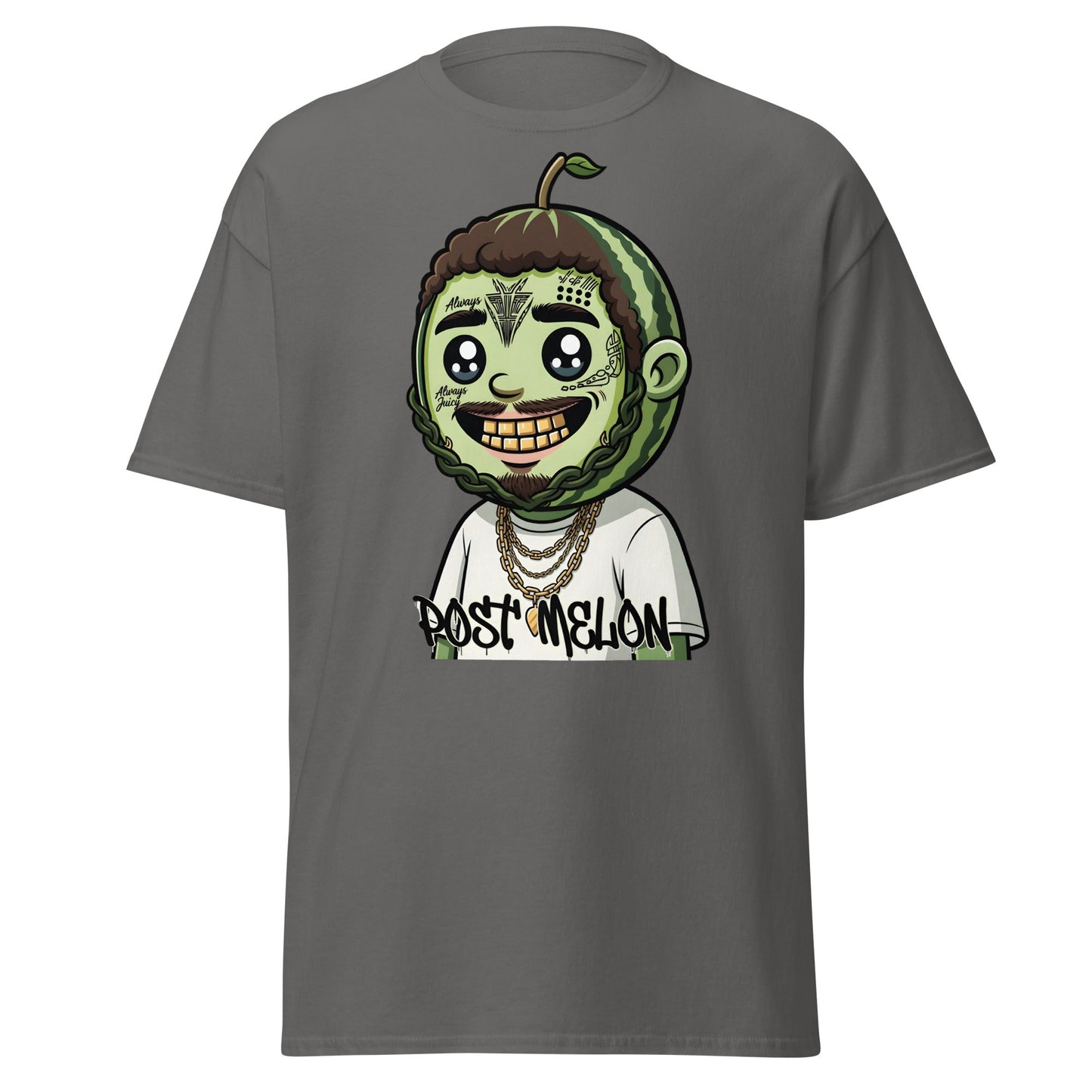 Post Melon T-Shirt - Funny Rap Parody Watermelon Tee - Charcoal - T-Shirts Online