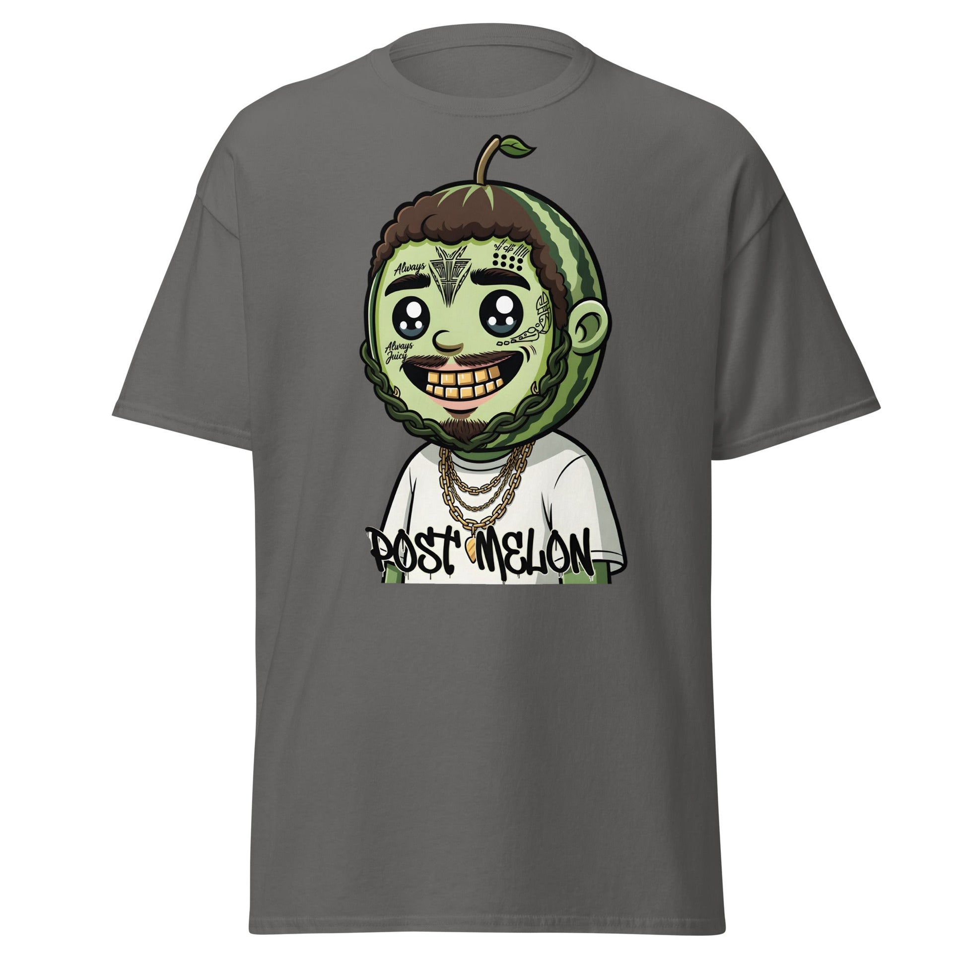 Post Melon T-Shirt - Funny Rap Parody Watermelon Tee - Charcoal - T-Shirts Online