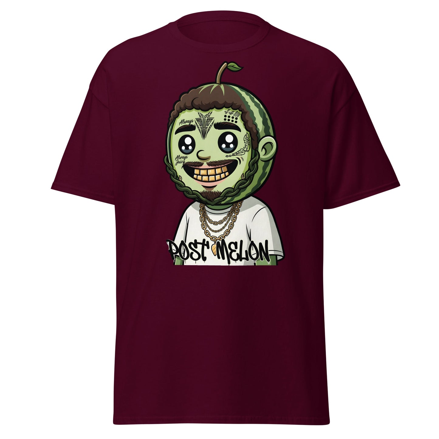 Post Melon T-Shirt - Funny Rap Parody Watermelon Tee - Maroon - T-Shirts Online