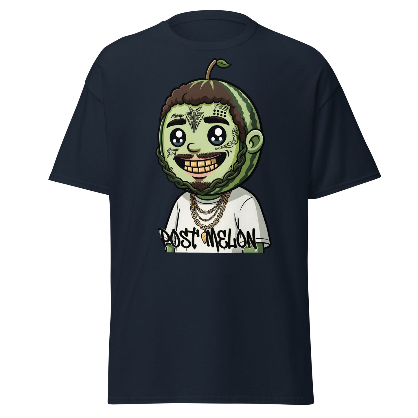 Post Melon T-Shirt - Funny Rap Parody Watermelon Tee - Navy - T-Shirts Online