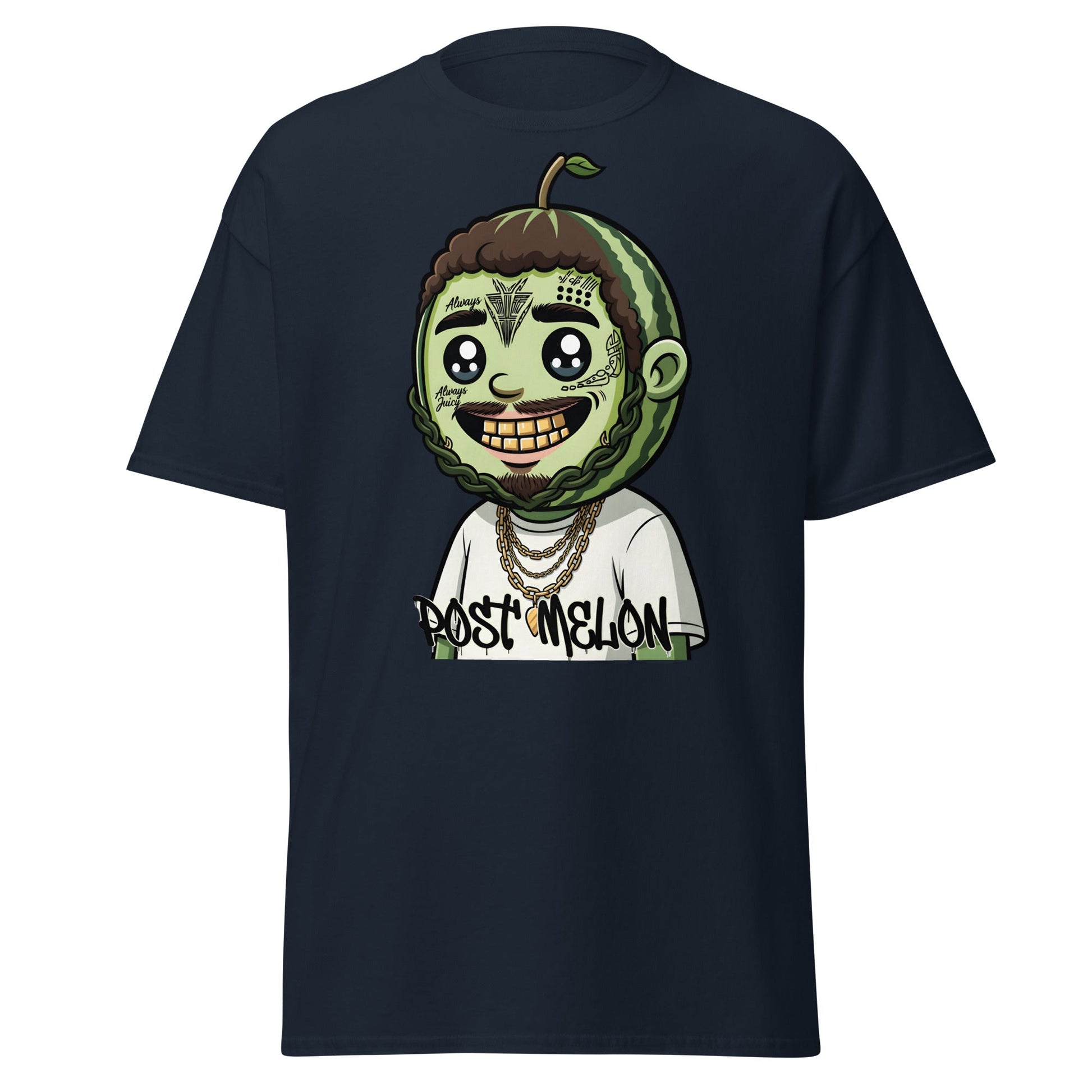 Post Melon T-Shirt - Funny Rap Parody Watermelon Tee - Navy - T-Shirts Online