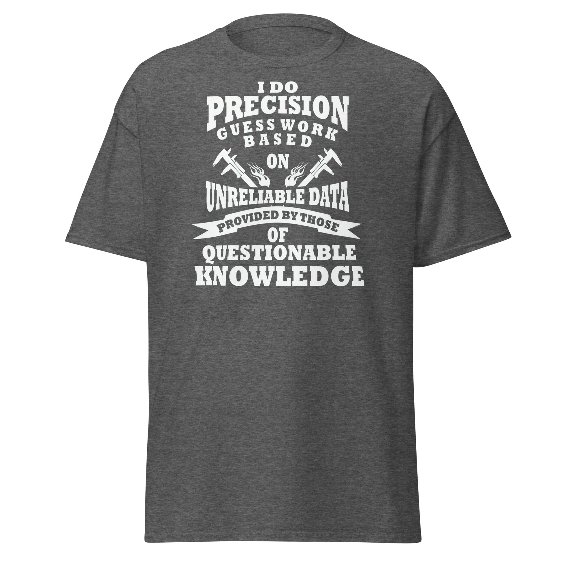 Precision Guess Work T-Shirt – Funny Tradesman Tee - Dark Heather - T-Shirts Online