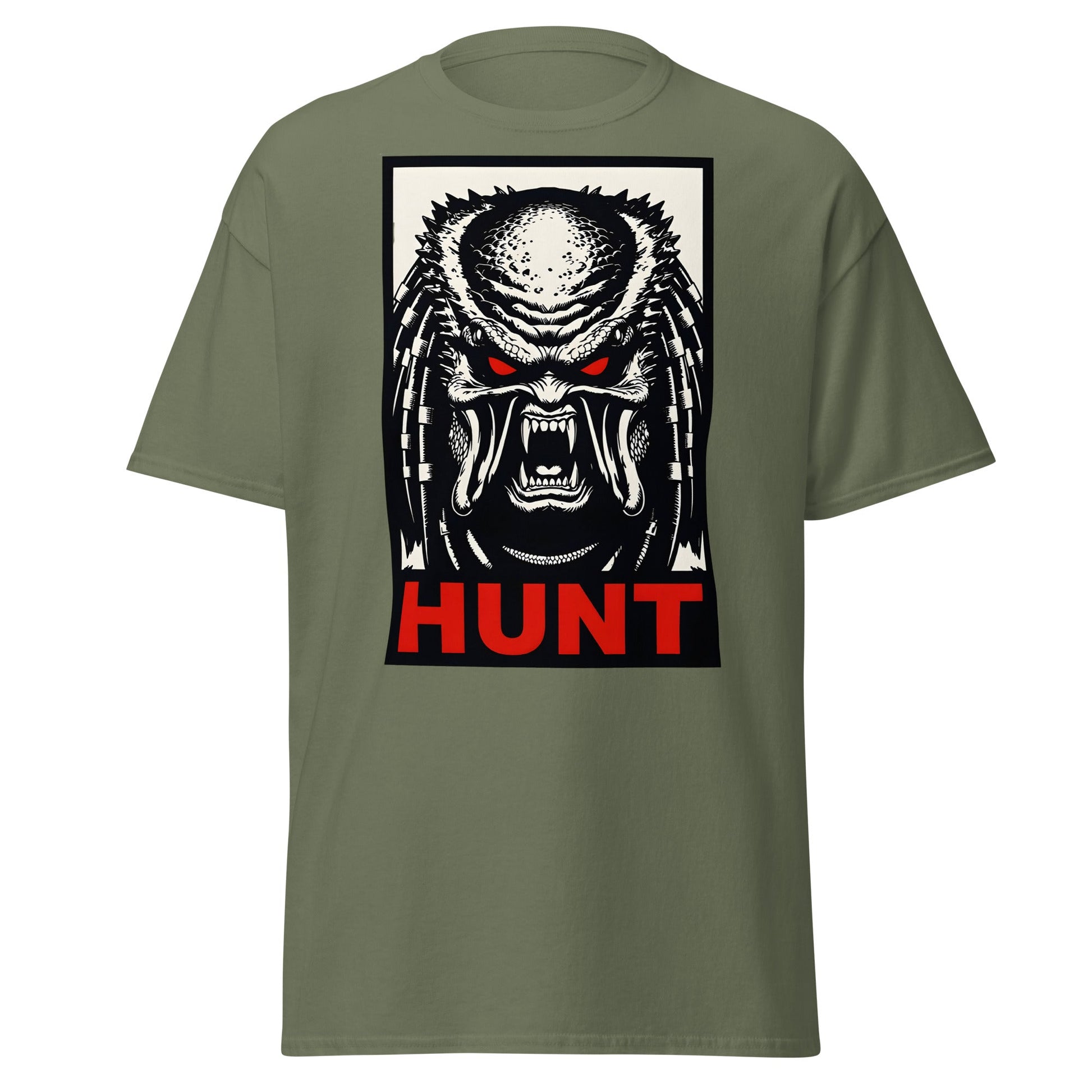 Predator Hunt T-Shirt - Sci - Fi Horror Graphic Tee - Military Green - T-Shirts Online