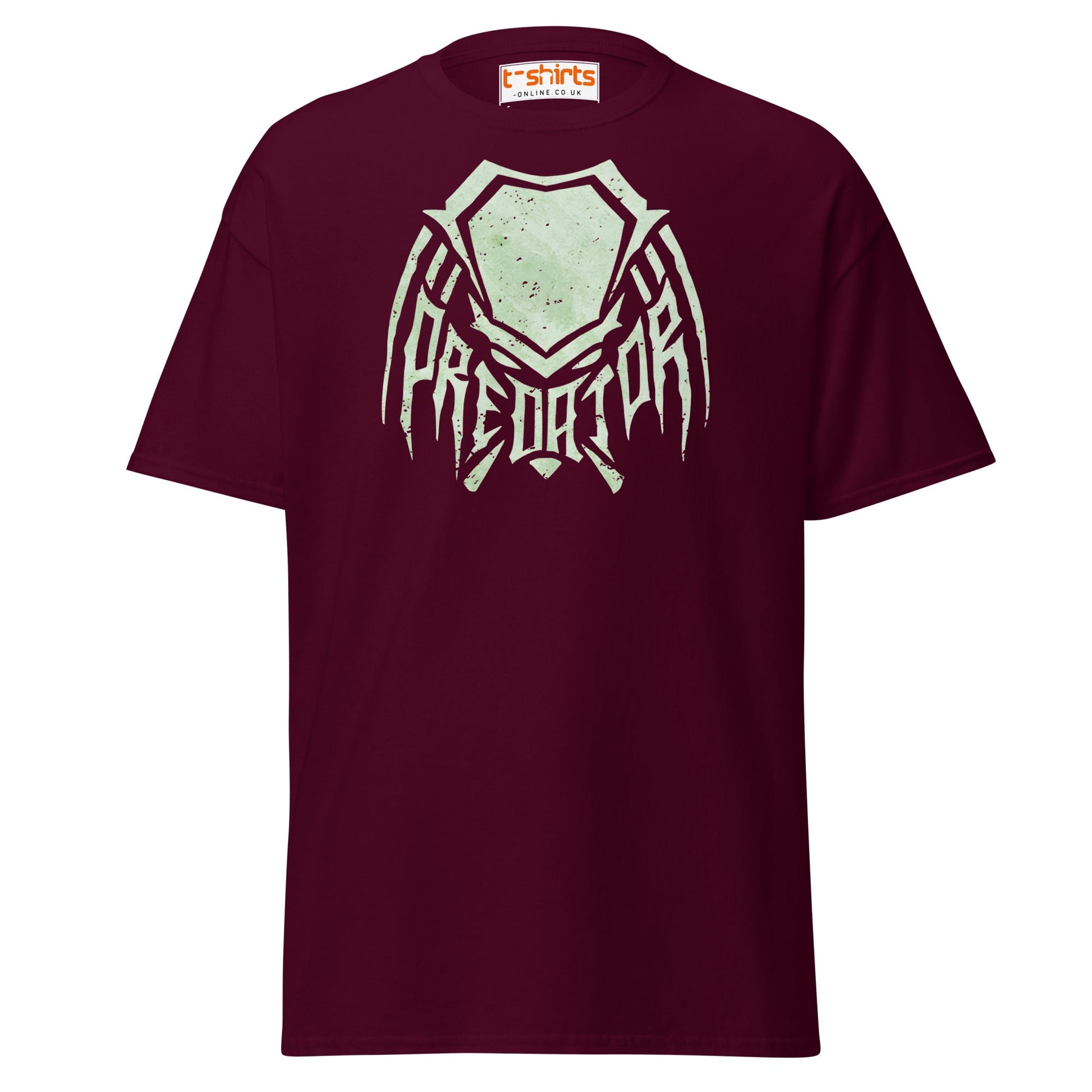 Predator Mask Tribal Style T-Shirt - Maroon - T-Shirts Online