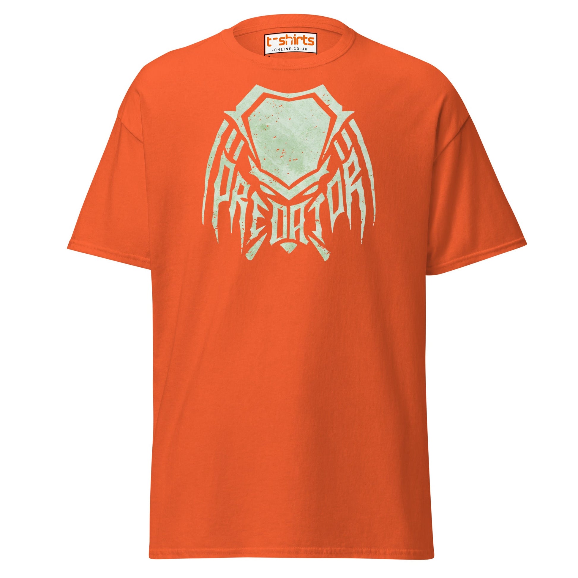 Predator Mask Tribal Style T-Shirt - Orange - T-Shirts Online