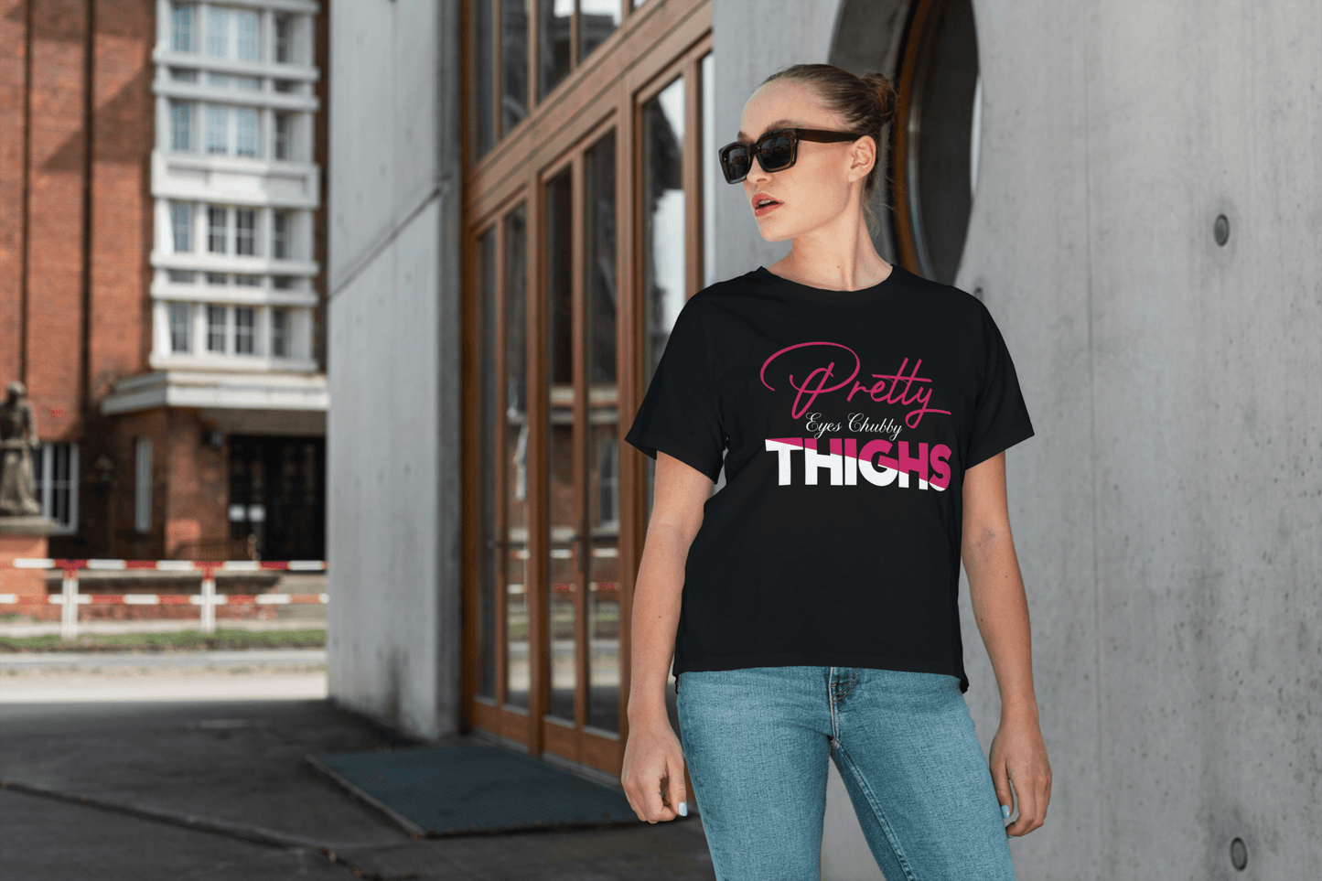 Pretty Eyes Chubby Thighs | Sassy T-Shirts - Black - T-Shirts Online