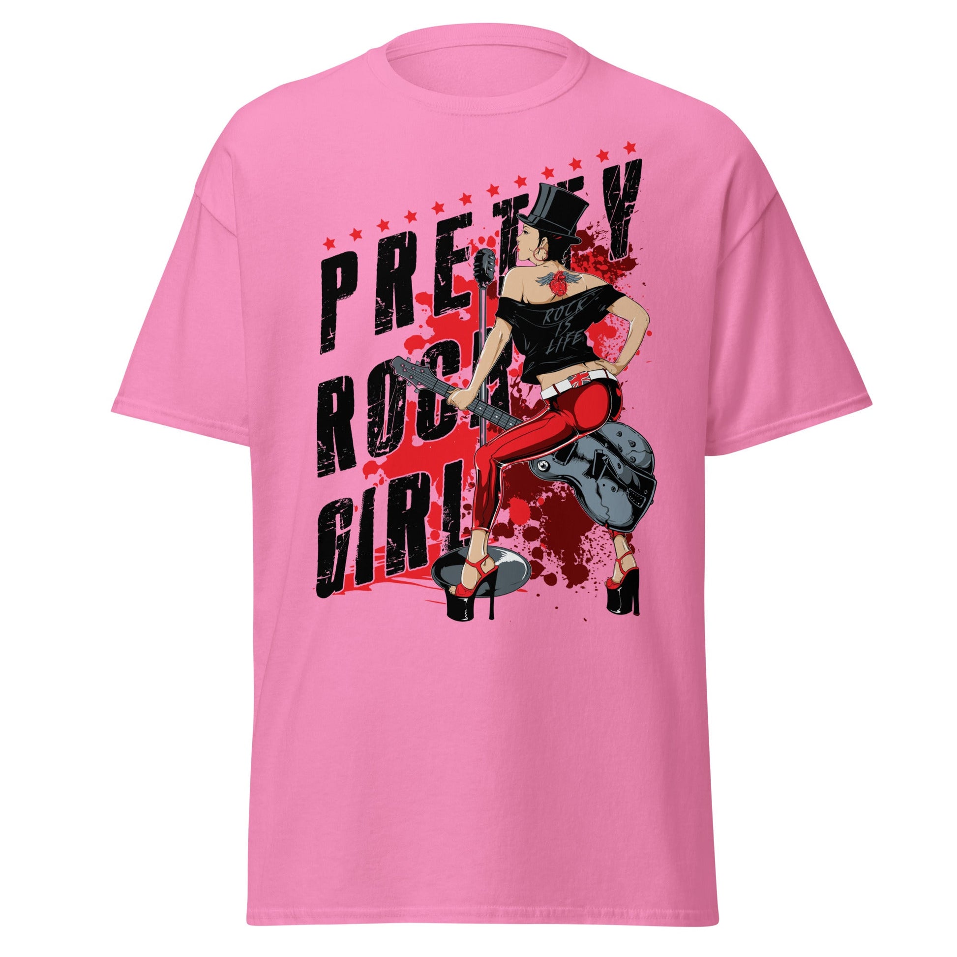 Pretty Rock Girl T-Shirt - Rockabilly Pin - Up Design - Azalea - T-Shirts Online