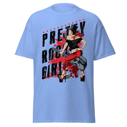 Pretty Rock Girl T-Shirt - Rockabilly Pin - Up Design - Carolina Blue - T-Shirts Online