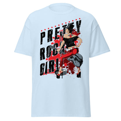 Pretty Rock Girl T-Shirt - Rockabilly Pin - Up Design - Light Blue - T-Shirts Online