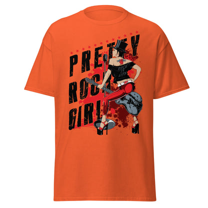 Pretty Rock Girl T-Shirt - Rockabilly Pin - Up Design - Orange - T-Shirts Online