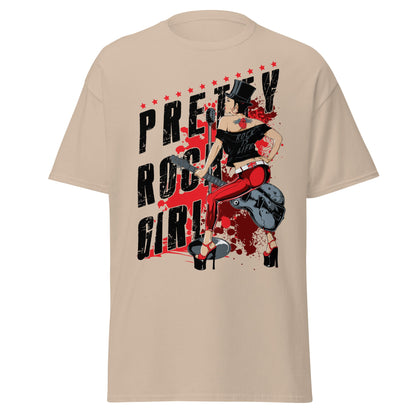 Pretty Rock Girl T-Shirt - Rockabilly Pin - Up Design - Sand - T-Shirts Online