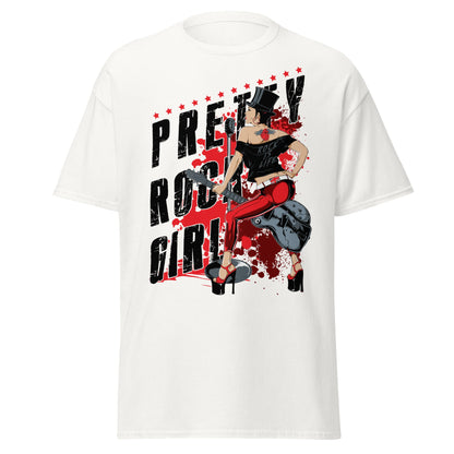 Pretty Rock Girl T-Shirt - Rockabilly Pin - Up Design - White - T-Shirts Online