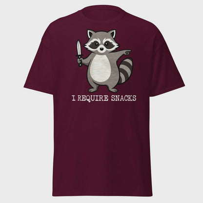 I Require Snacks Raccoon T-Shirt - Funny Trash Panda Tee