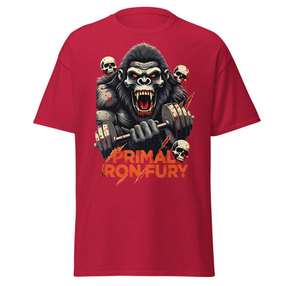 Primal Iron Fury Gorilla T-Shirt – Gym Beast Lifting Tee - Cardinal - T-Shirts Online
