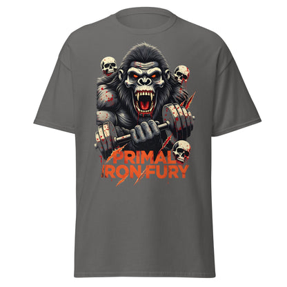 Primal Iron Fury Gorilla T-Shirt – Gym Beast Lifting Tee - Charcoal - T-Shirts Online