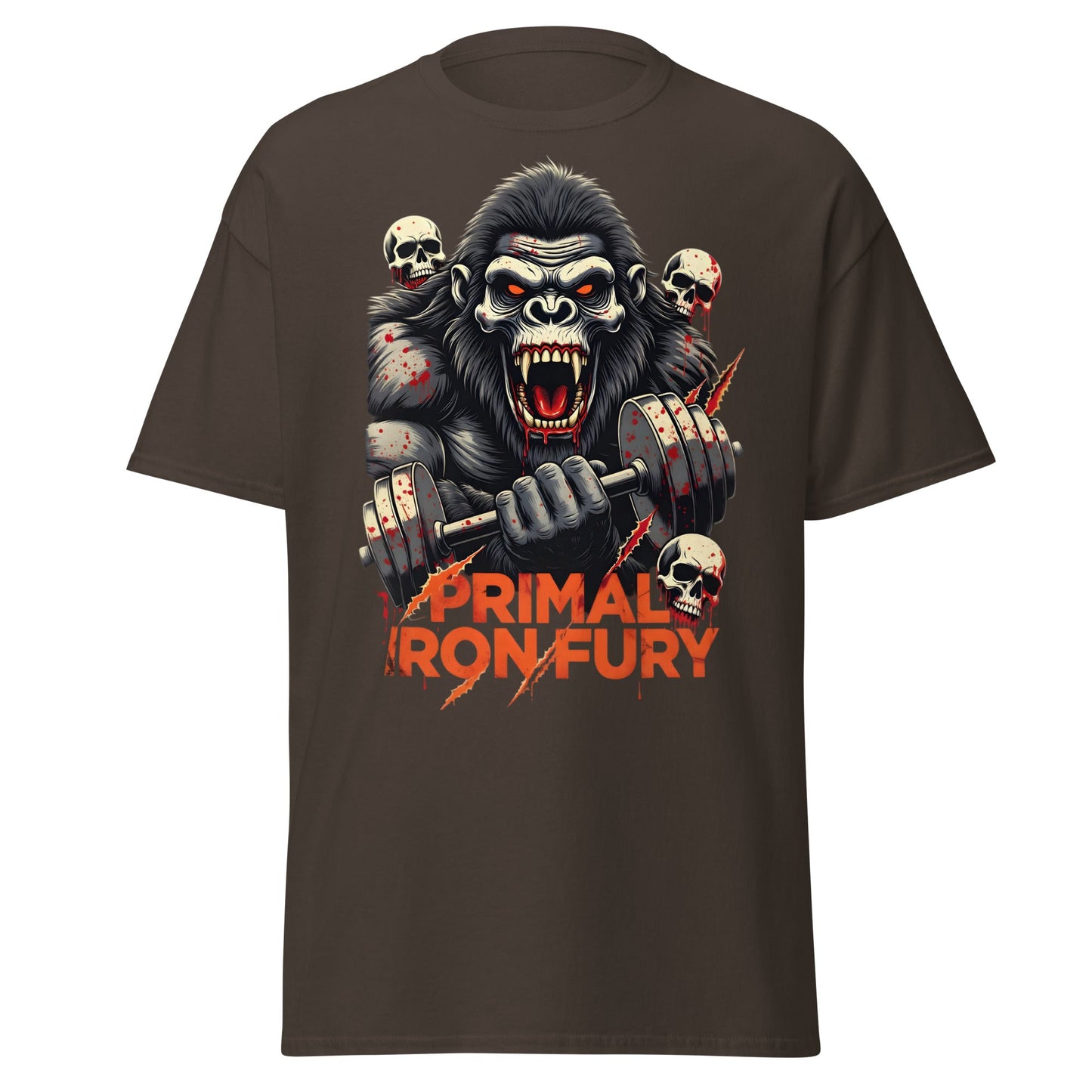 Primal Iron Fury Gorilla T-Shirt – Gym Beast Lifting Tee - Dark Chocolate - T-Shirts Online