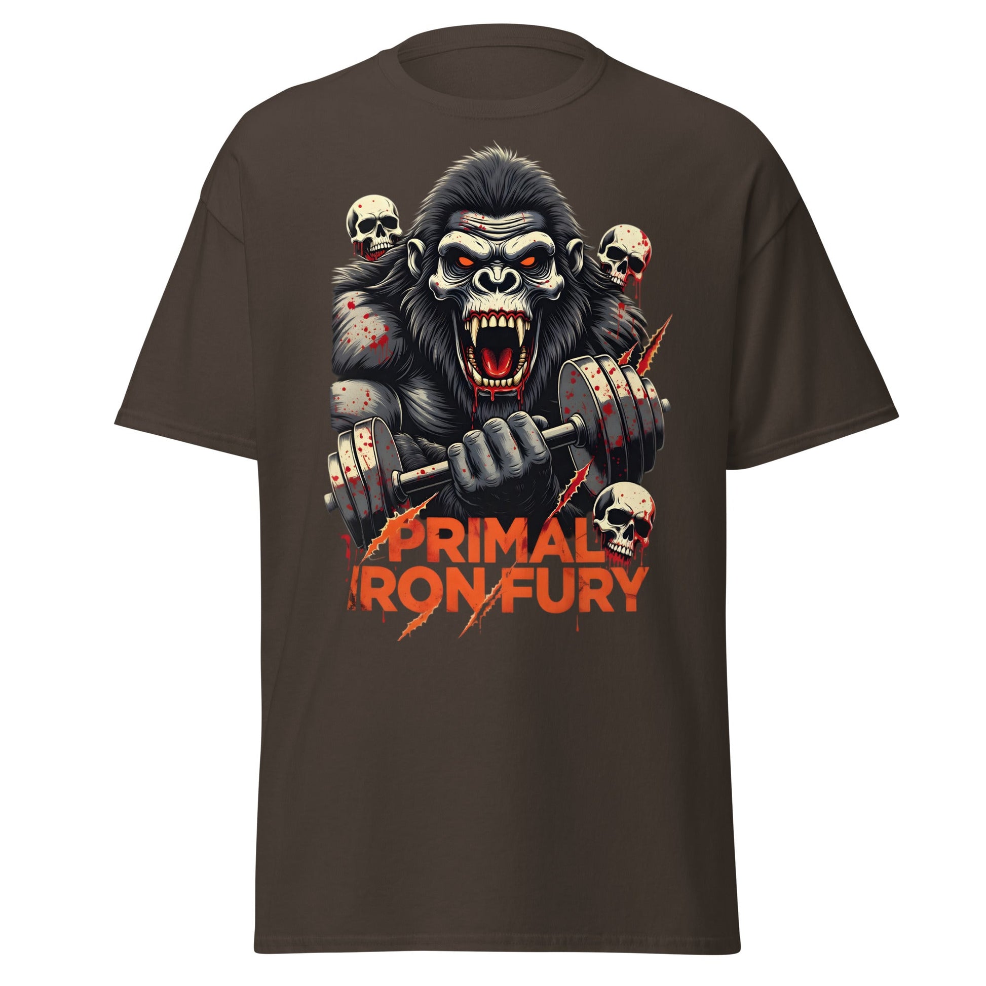 Primal Iron Fury Gorilla T-Shirt – Gym Beast Lifting Tee - Dark Chocolate - T-Shirts Online