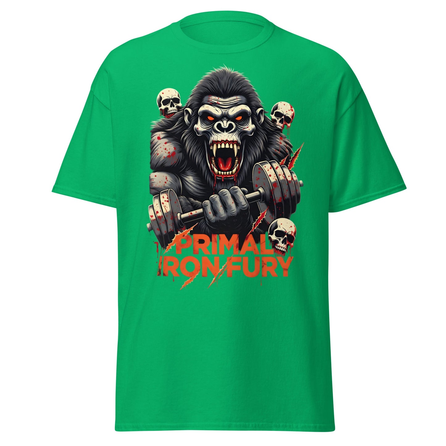 Primal Iron Fury Gorilla T-Shirt – Gym Beast Lifting Tee - Irish Green - T-Shirts Online
