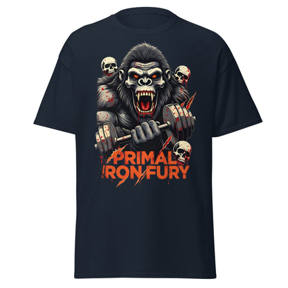 Primal Iron Fury Gorilla T-Shirt – Gym Beast Lifting Tee - Navy - T-Shirts Online