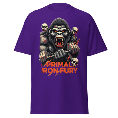 Primal Iron Fury Gorilla T-Shirt – Gym Beast Lifting Tee - Purple - T-Shirts Online