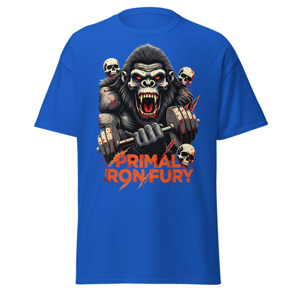 Primal Iron Fury Gorilla T-Shirt – Gym Beast Lifting Tee - Royal - T-Shirts Online