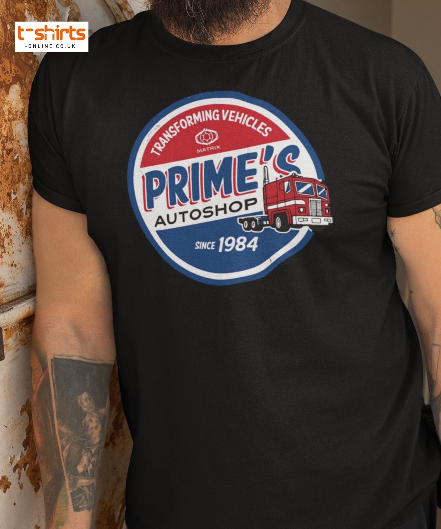 Prime’s Autoshop T-Shirt – Retro Truck Vintage Tee - Black - T-Shirts Online