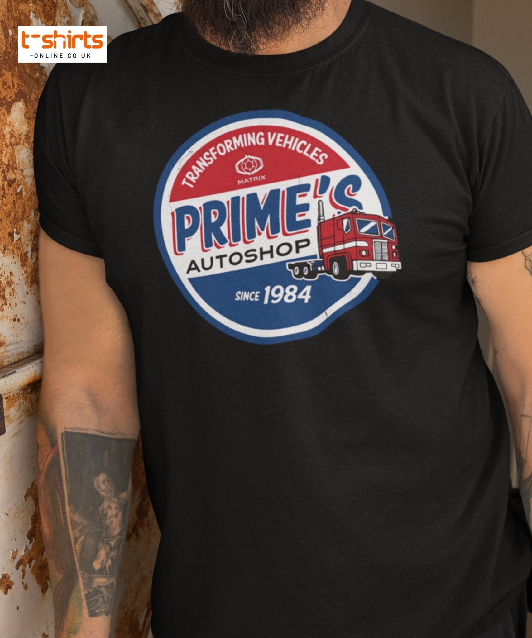 Prime’s Autoshop T-Shirt – Retro Truck Vintage Tee - Black - T-Shirts Online