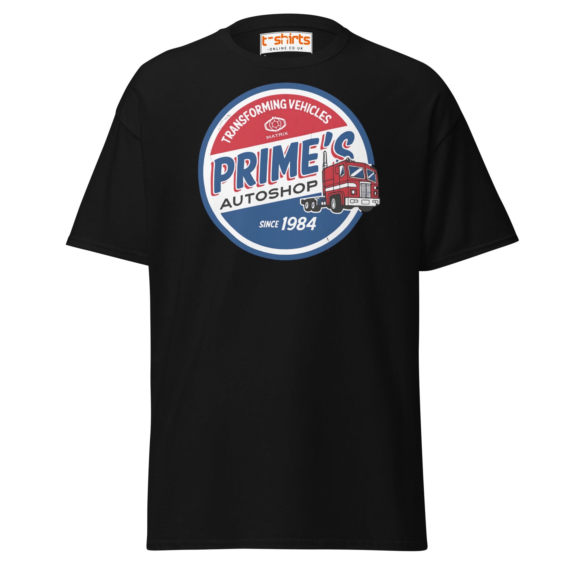 Prime’s Autoshop T-Shirt – Retro Truck Vintage Tee - Black - T-Shirts Online