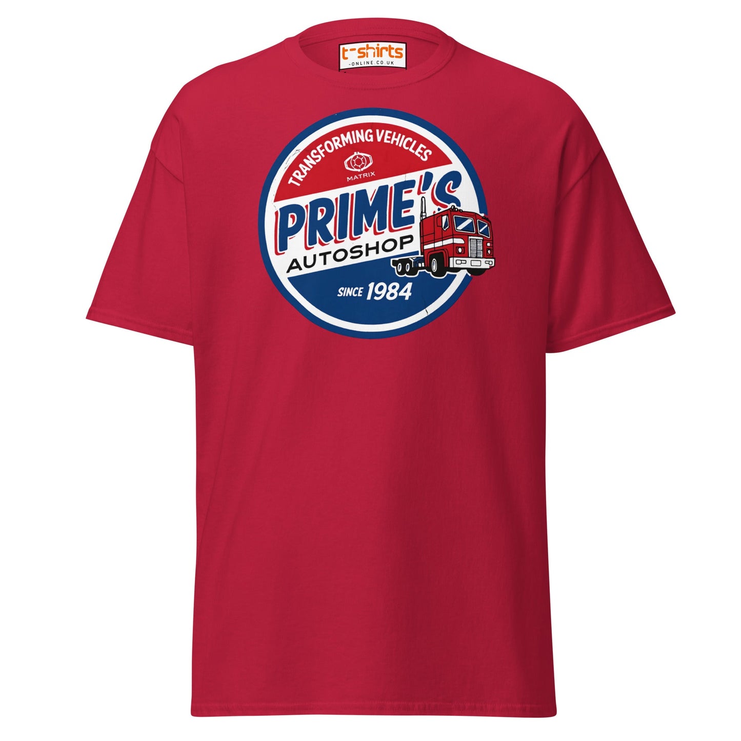 Prime’s Autoshop T-Shirt – Retro Truck Vintage Tee - Cardinal - T-Shirts Online