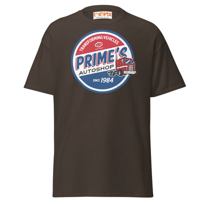 Prime’s Autoshop T-Shirt – Retro Truck Vintage Tee - Dark Chocolate - T-Shirts Online