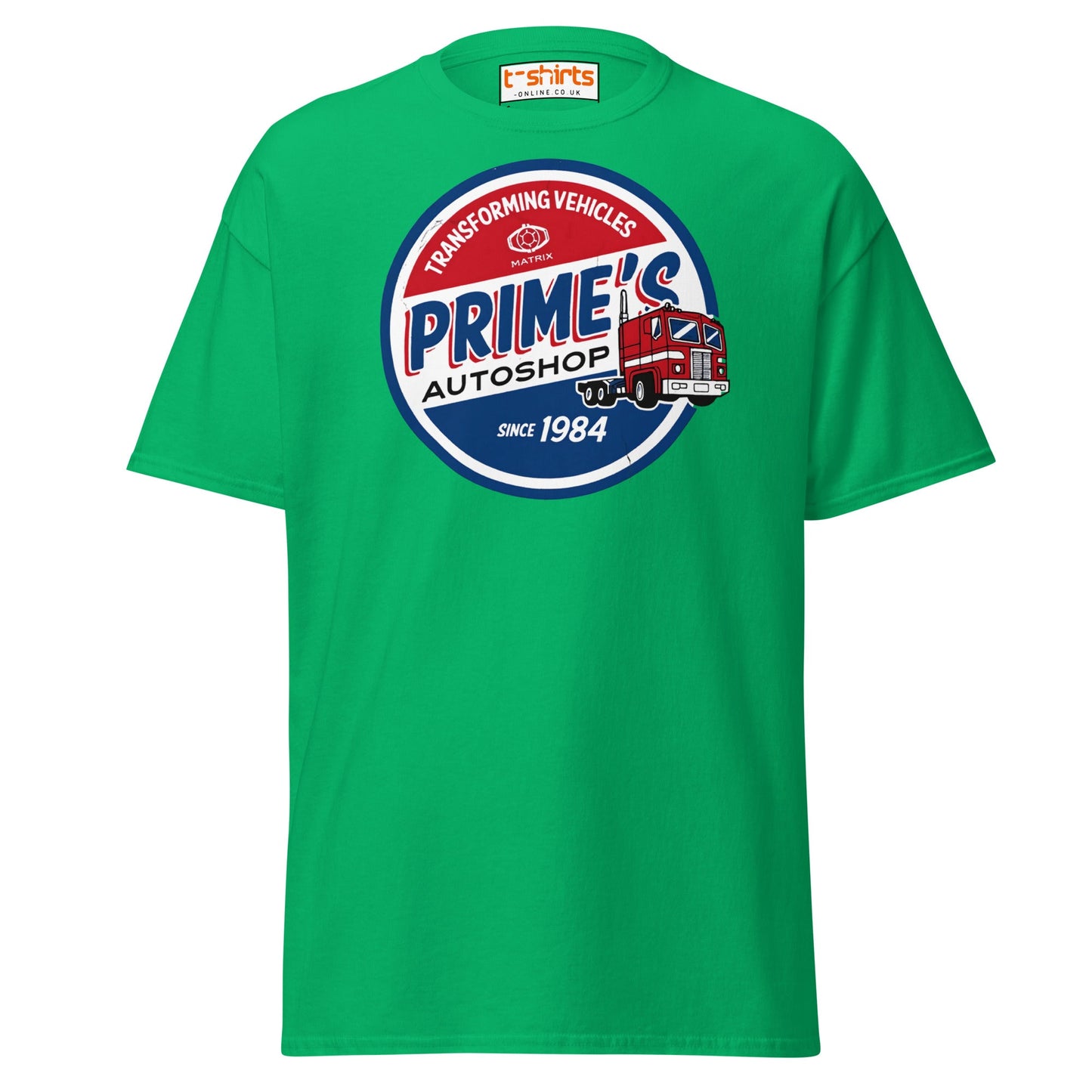 Prime’s Autoshop T-Shirt – Retro Truck Vintage Tee - Irish Green - T-Shirts Online