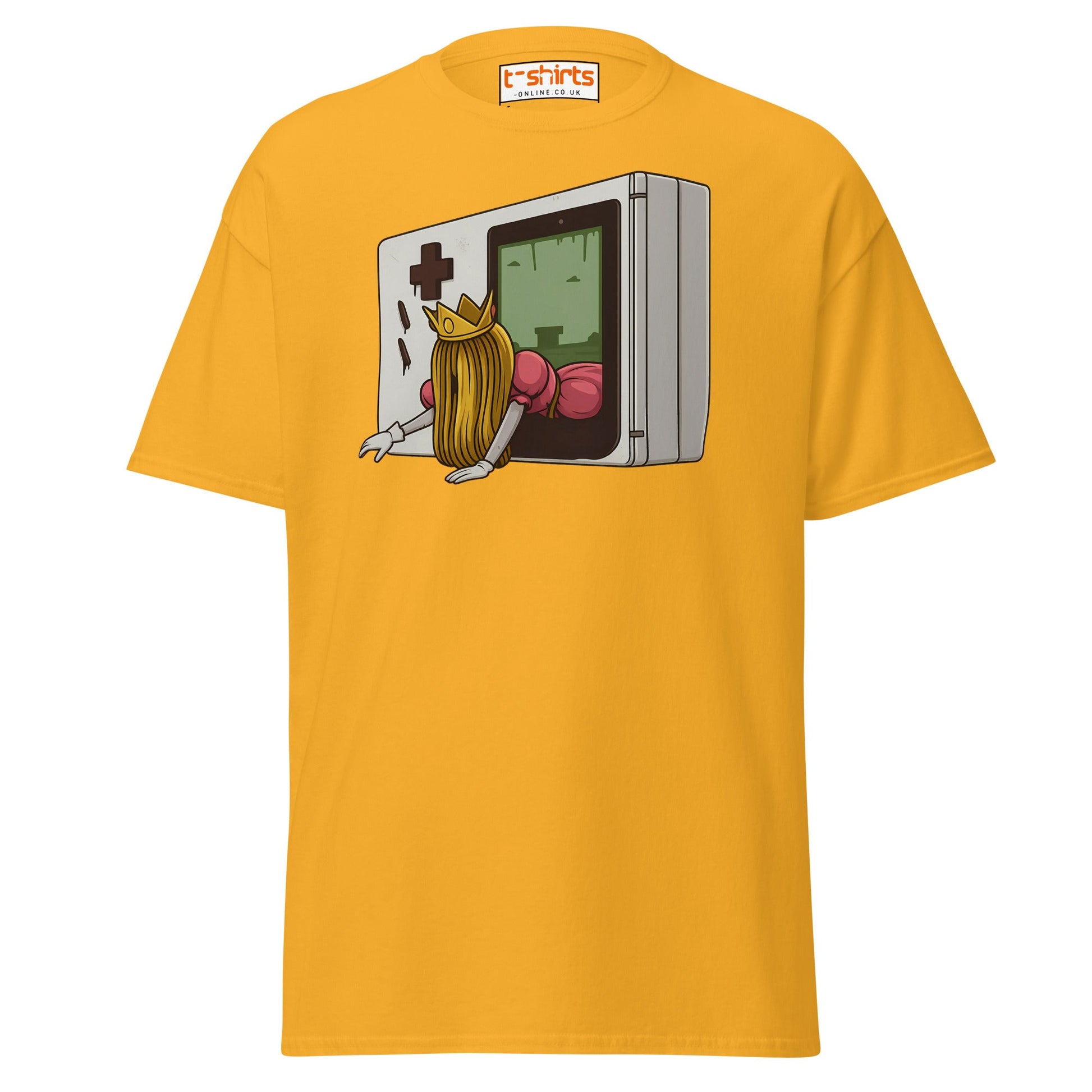 Princess Escape Console T-Shirt – Retro Horror Gamer Tee - Gold - T-Shirts Online