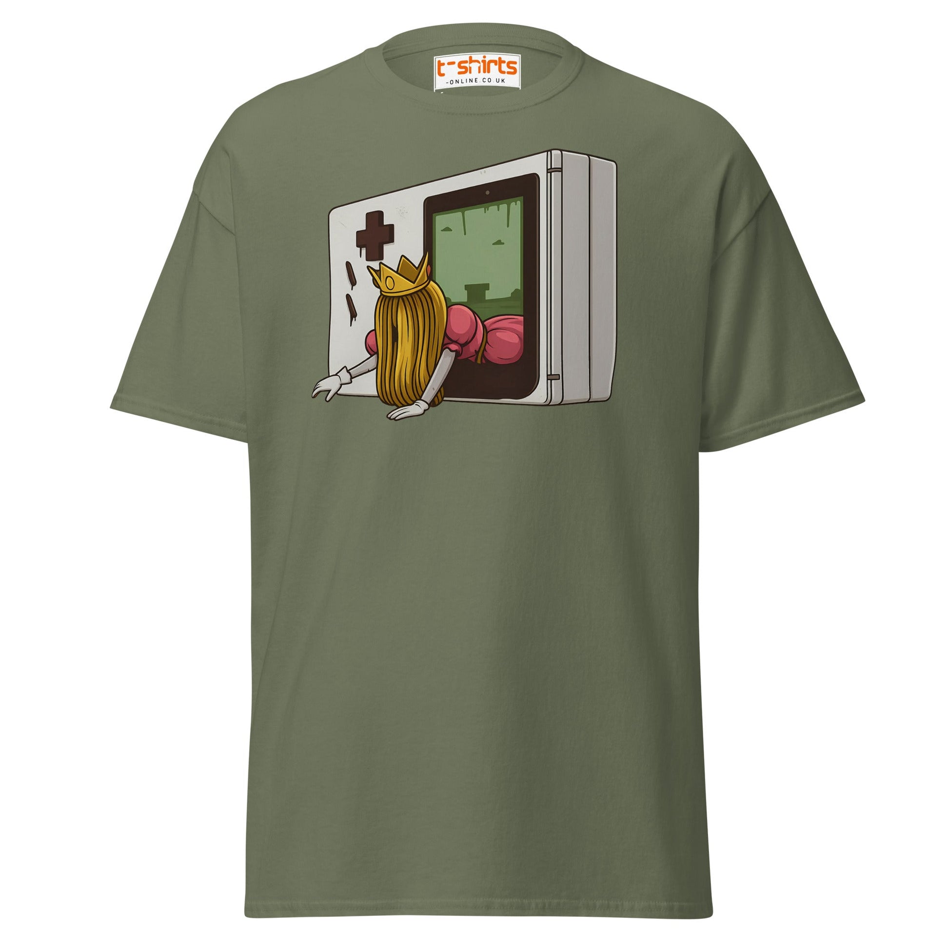 Princess Escape Console T-Shirt – Retro Horror Gamer Tee - Military Green - T-Shirts Online