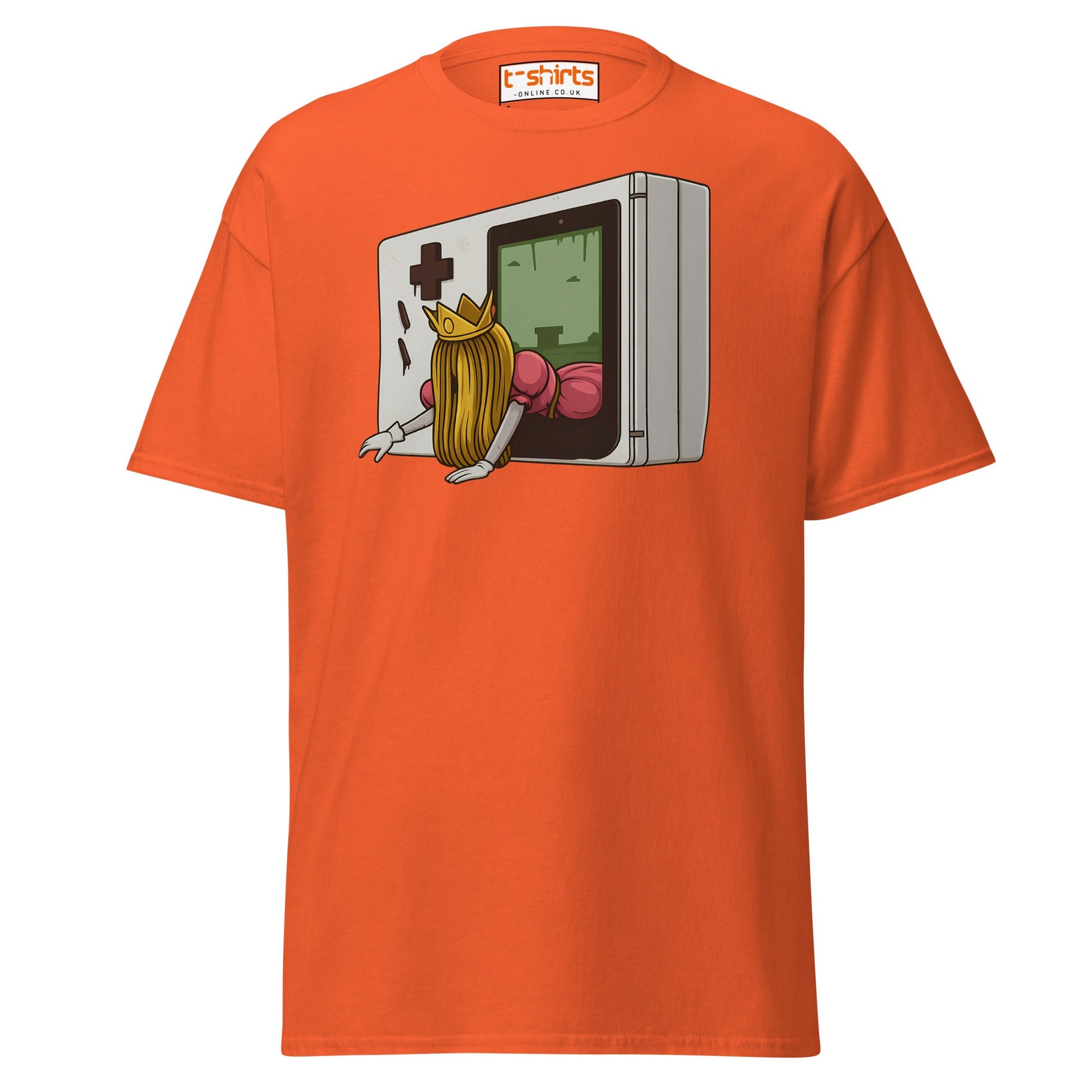 Princess Escape Console T-Shirt – Retro Horror Gamer Tee - Orange - T-Shirts Online