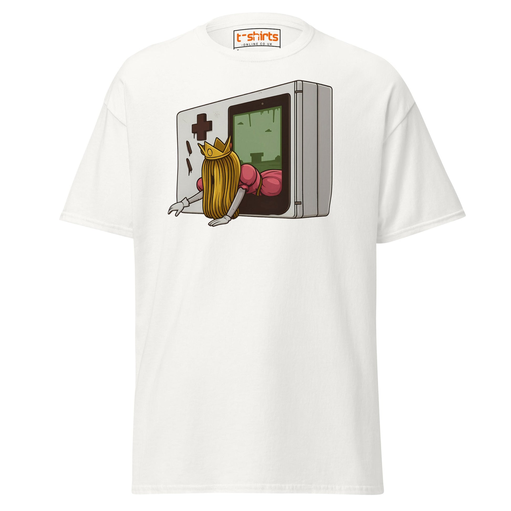 Princess Escape Console T-Shirt – Retro Horror Gamer Tee - White - T-Shirts Online