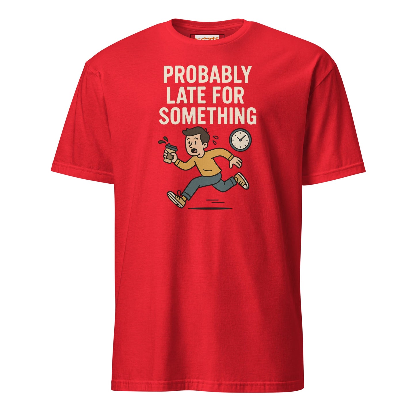Probably Late for Something T-Shirt - Red - T-Shirts Online
