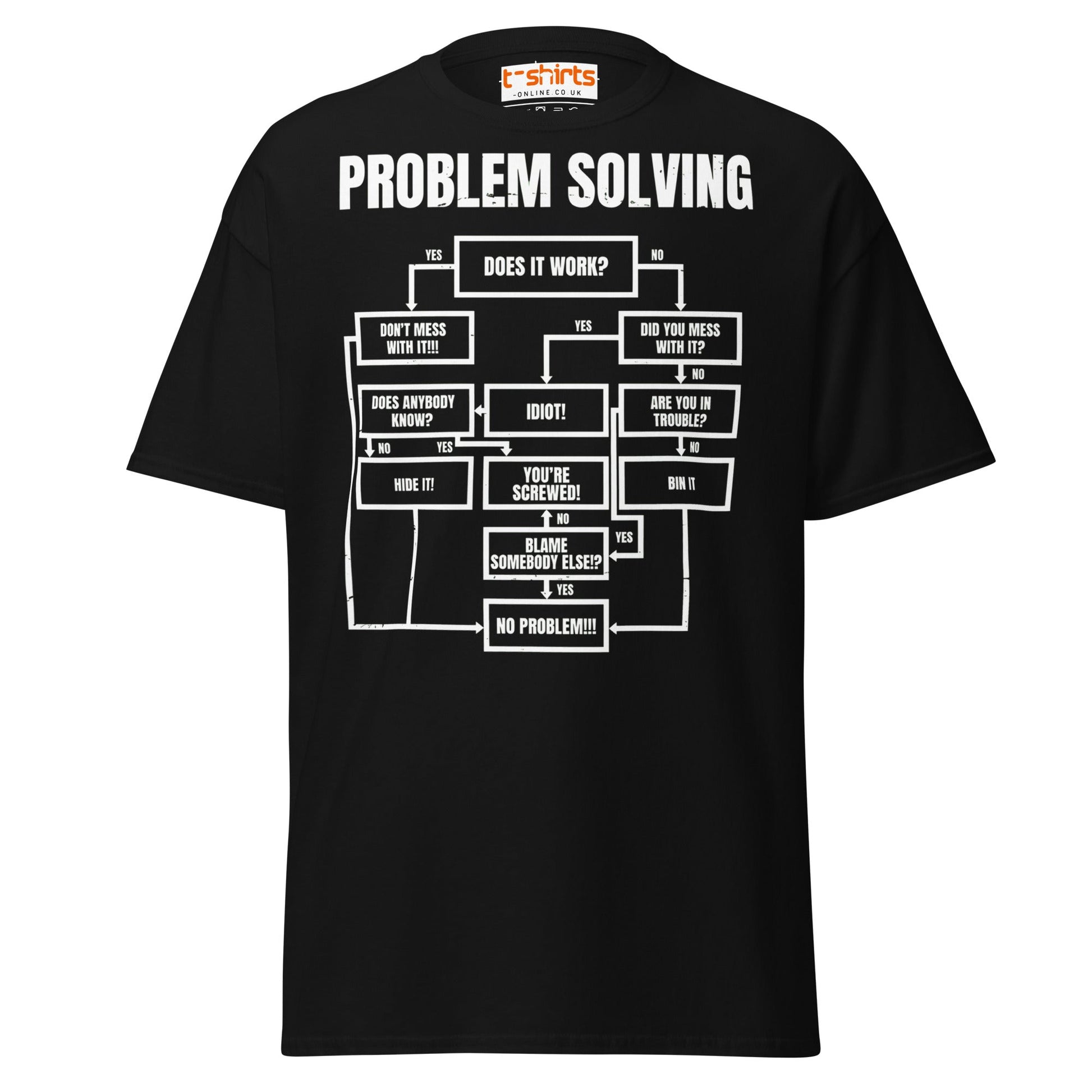 Problem Solving Flowchart T-Shirt | Funny Logic Tee - Black - T-Shirts Online