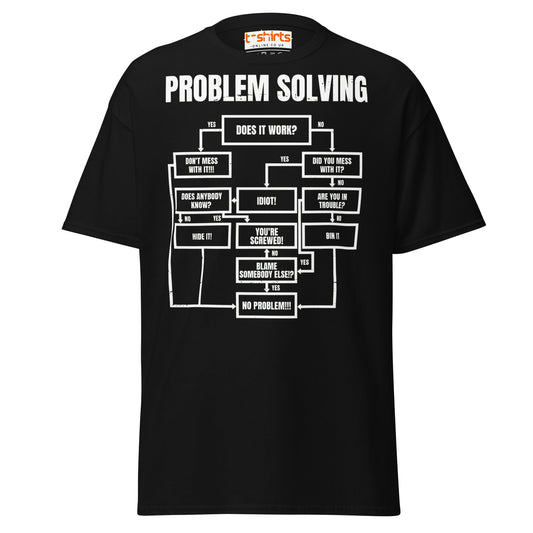 Problem Solving Flowchart T-Shirt | Funny Logic Tee - Black - T-Shirts Online