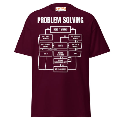 Problem Solving Flowchart T-Shirt | Funny Logic Tee - Maroon - T-Shirts Online