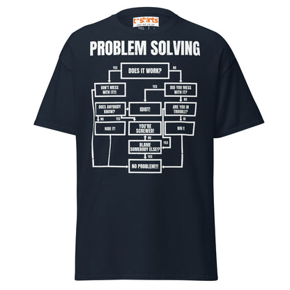 Problem Solving Flowchart T-Shirt | Funny Logic Tee - Navy - T-Shirts Online