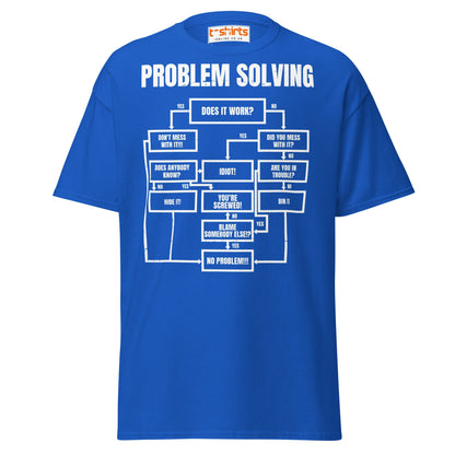 Problem Solving Flowchart T-Shirt | Funny Logic Tee - Royal - T-Shirts Online